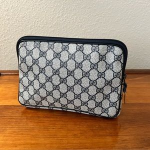 Gucci Vintage Navy Monogram Cosmetic Bag